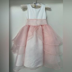 White and Pink Silk Organza Dress Size 2T